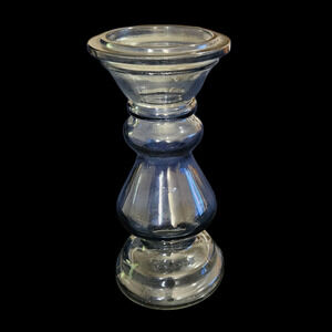 Vintage Smoky Glass Candlestick Holder Tall Pedestal Candle Stand